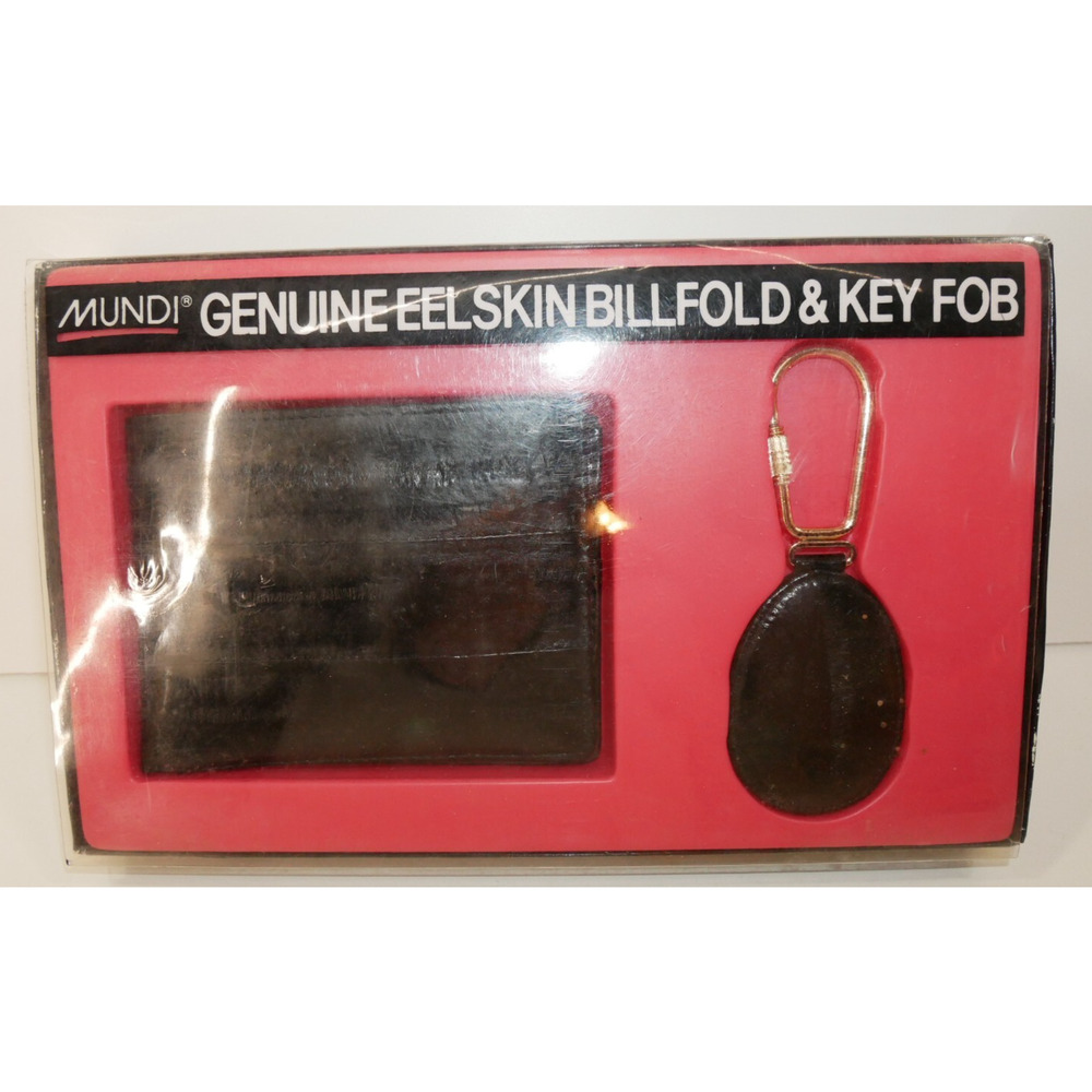 Mundi Black Eel Skin Wallet & Key Fob In NOS